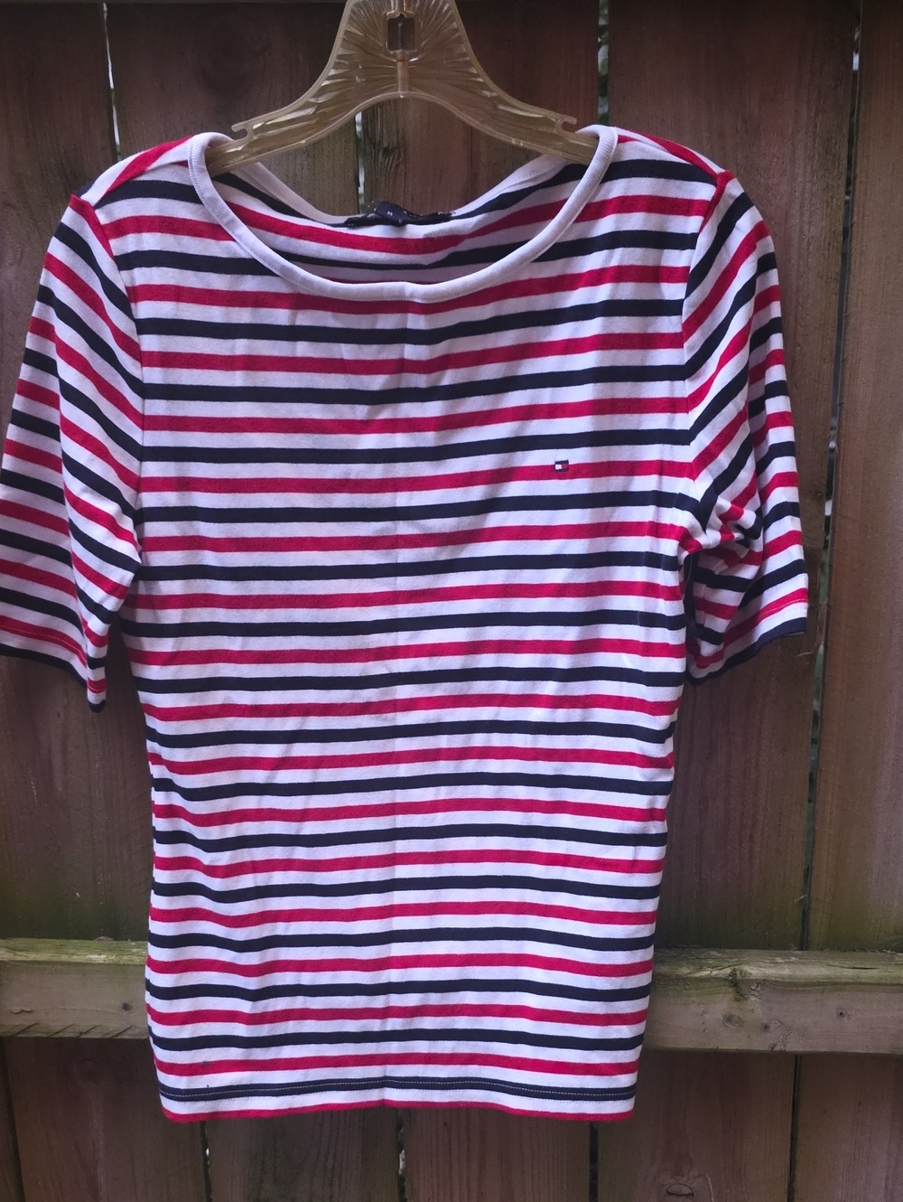 Tommy Hilfiger Red, White & Navy Striped Short Sleeve Tee